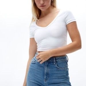 wide neck ribbed t-shirt PACSUN